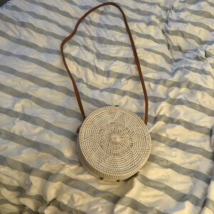 Elegant White Rattan Crossbody Bag